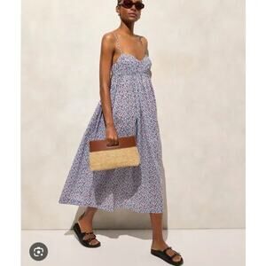 J Crew Dress Womens Small Cotton Voile Empire Waist Midi Poppy Print Floral Chic